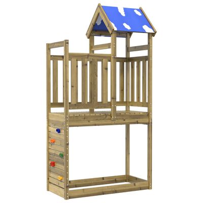 vidaXL Play Tower with Rockwall 110.5x52.5x215cm Impregnated Wood Pine