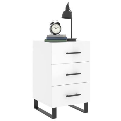 vidaXL Bedside Cabinet High Gloss White 40x40x66 cm Engineered Wood