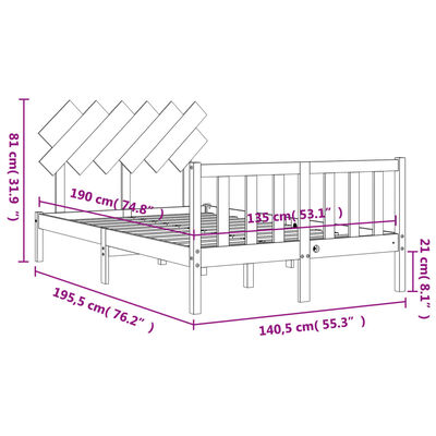 vidaXL Bed Frame without Mattress Black Double Solid Wood Pine