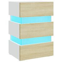 vidaXL LED Bedside Cabinet White and Sonoma Oak 45x35x67 cm Engineered Wood