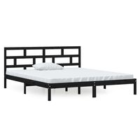 vidaXL Bed Frame without Mattress Black Double Solid Wood