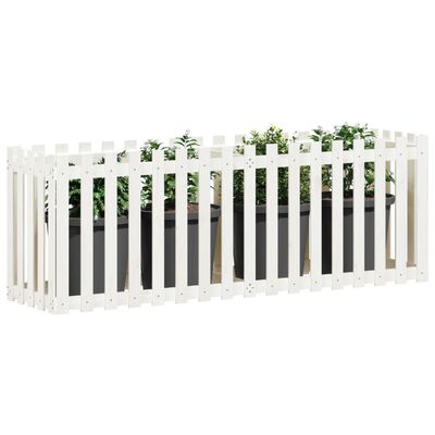 vidaXL Garden Raised Bed with Fence Design White 200x50x70 cm Solid Wood Pine