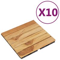 vidaXL Decking Tiles 10 pcs 30x30 cm Solid Wood Teak Vertical Pattern