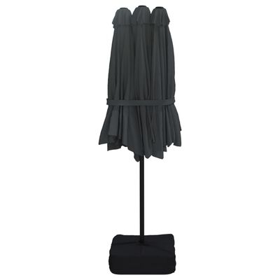 vidaXL Double-Head Garden Parasol with LEDs Black 449x245 cm