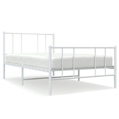 vidaXL Metal Bed Frame without Mattress with Footboard White 107x203 cm