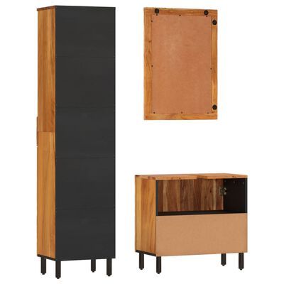 vidaXL 3 Piece Bathroom Cabinet Set Solid Wood Acacia
