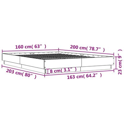 vidaXL Bed Frame with LED without Mattress White 160x200 cm