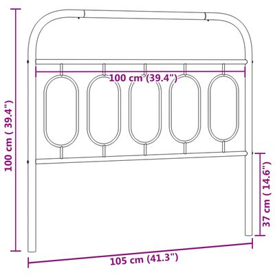 vidaXL Metal Headboard White 100 cm