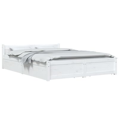 vidaXL Bed Frame without Mattress with Drawers White King Size