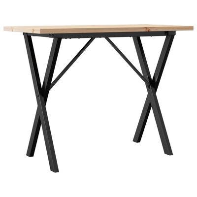 vidaXL Dining Table X-Frame 100x50x75.5 cm Solid Wood Pine and Cast Iron