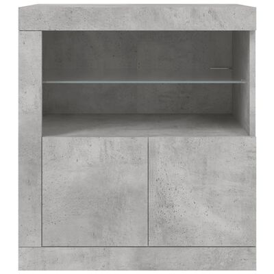 vidaXL Sideboard with LED Lights Concrete Grey 60.5x37x67 cm