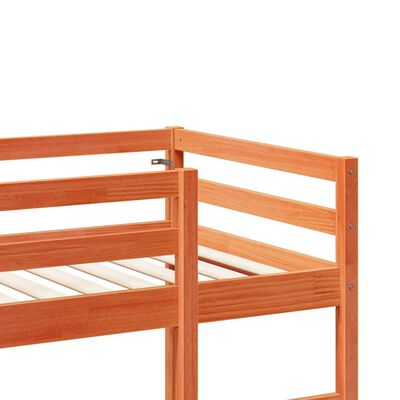 vidaXL Loft Bed Frame without Mattress Wax Brown 75x190 cm Small Single Solid Wood Pine