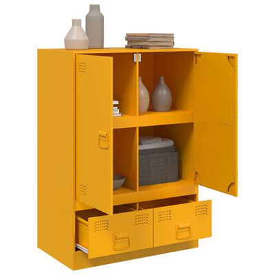 vidaXL Highboard Mustard Yellow 67x39x95 cm Steel