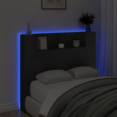 vidaXL Headboard Cabinet with LED Black 120x16.5x103.5 cm