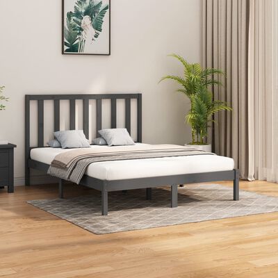 vidaXL Bed Frame without Mattress Grey 150x200 cm King Size Solid Wood