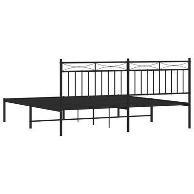 vidaXL Metal Bed Frame without Mattress with Headboard Black 183x213 cm