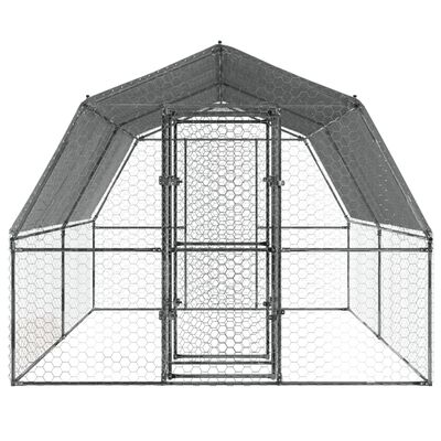 vidaXL Bird Cage with Roof and Door Silver Galvanised Steel