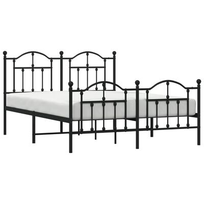 vidaXL Metal Bed Frame without Mattress with Footboard Black 140x200 cm