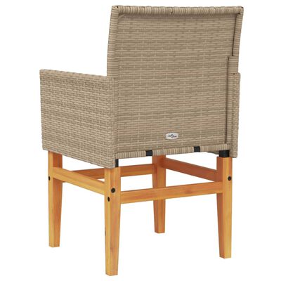 vidaXL Garden Chairs with Cushions 2 pcs Beige Poly Rattan&Solid Wood