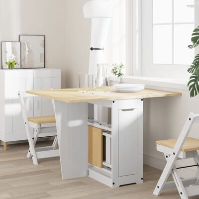 vidaXL Butterfly Dining Table Foldable Corona White Solid Wood Pine