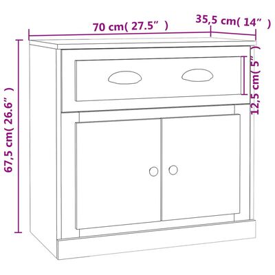 vidaXL Sideboard Sonoma Oak 70x35.5x67.5 cm Engineered Wood