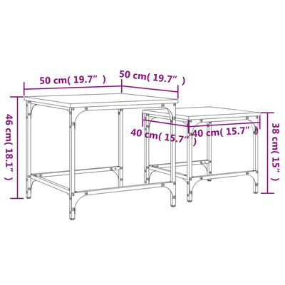 vidaXL Nesting Coffee Tables 2 pcs Brown Oak Engineered Wood