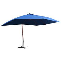 vidaXL Hanging Garden Parasol with Wooden Pole 400x300 cm Blue