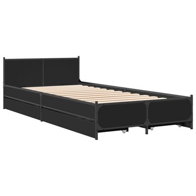 vidaXL Bed Frame with Drawers without Mattress Black 90x200 cm