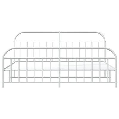 vidaXL Metal Bed Frame without Mattress with Footboard White 193x203 cm