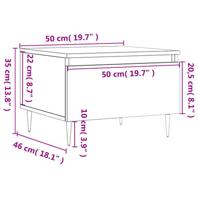 vidaXL Coffee Table Smoked Oak 50x46x35 cm Engineered Wood