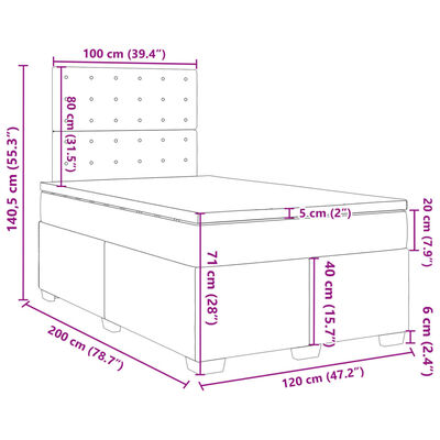 vidaXL Box Spring Bed with Mattress Light Grey 120x200 cm Velvet