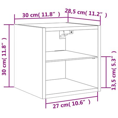 vidaXL TV Wall Cabinet with LED Lights Brown Oak 30x28.5x30 cm