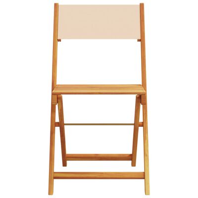 vidaXL Bistro Chairs 2 pcs Beige Solid Wood Acacia and Fabric