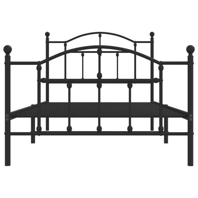 vidaXL Metal Bed Frame without Mattress with Footboard Black 100x190 cm