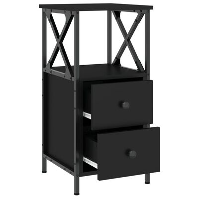 vidaXL Bedside Cabinet Black 34x35.5x70 cm Engineered Wood