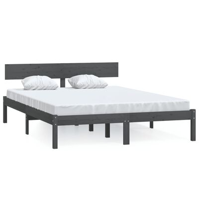 vidaXL Bed Frame without Mattress Grey Solid Wood 140x200 cm