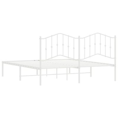 vidaXL Metal Bed Frame without Mattress with Headboard White 183x213 cm