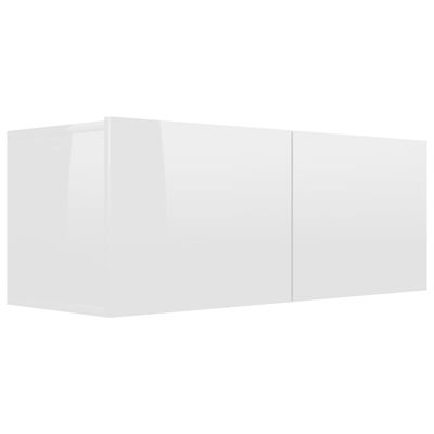 vidaXL 8 Piece TV Cabinet Set High Gloss White Engineered Wood