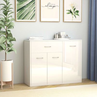 vidaXL Sideboard High Gloss White 88x30x70 cm Engineered Wood