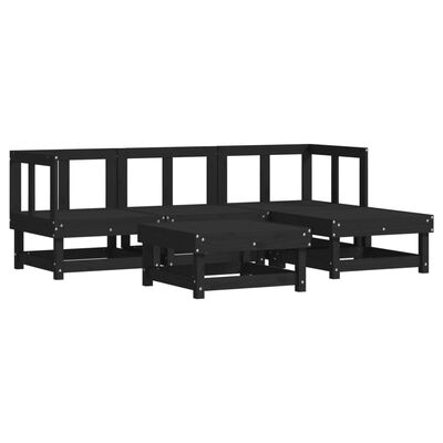 vidaXL 5 Piece Garden Lounge Set Black Solid Wood Pine