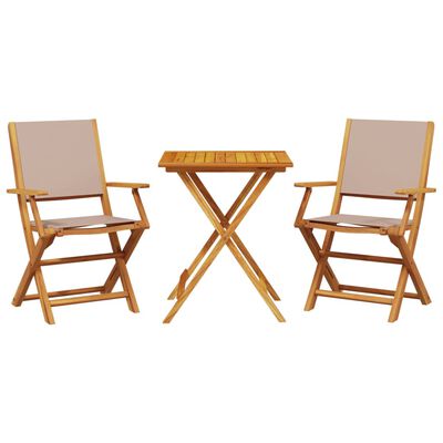 vidaXL 3 Piece Bistro Set Taupe Fabric and Solid Wood