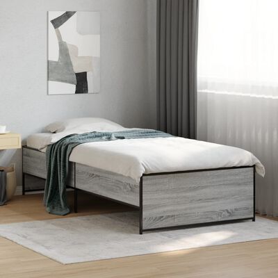 vidaXL Bed Frame without Mattress Grey Sonoma 100x200 cm