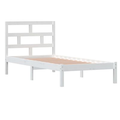 vidaXL Bed Frame without Mattress White Single Solid Wood