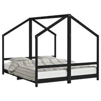 vidaXL Kids Bed Frame Black 2x(80x200) cm Solid Wood Pine