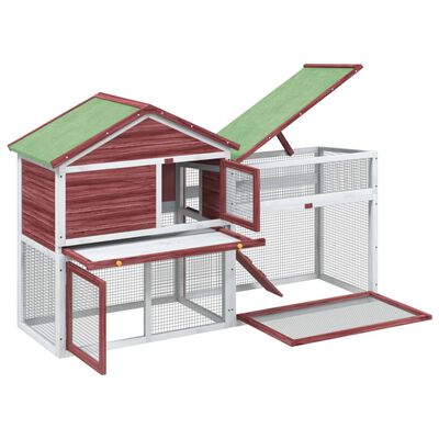 vidaXL Rabbit Hutch Mocha 185.5x60.5x109.5 cm Solid Wood Pine