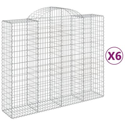 vidaXL Arched Gabion Baskets 6 pcs 200x50x160/180 cm Galvanised Iron