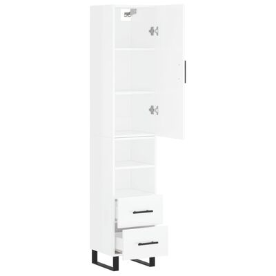 vidaXL Highboard High Gloss White 34.5x34x180 cm Engineered Wood