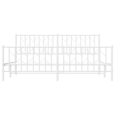 vidaXL Metal Bed Frame without Mattress with Footboard White 183x213 cm