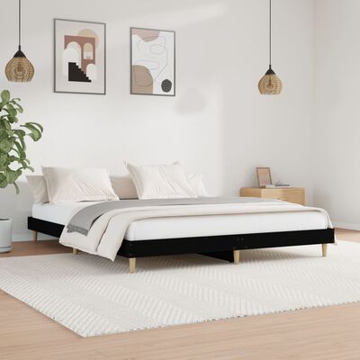 vidaXL Bed Frame without Mattress Black 200x200 cm Engineered Wood