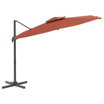 vidaXL Double Top Cantilever Garden Parasol Terracotta 300x300 cm